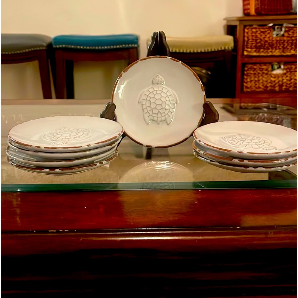 Mud Pie Ceramic Sea Turtle Miniature Plates